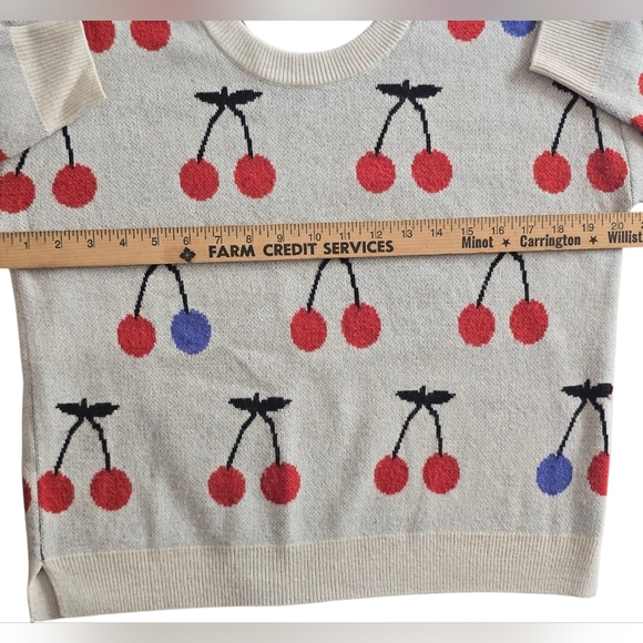 Madewell Cream Sweater with Red and Blue Cherry Design - Picture 3 of 6